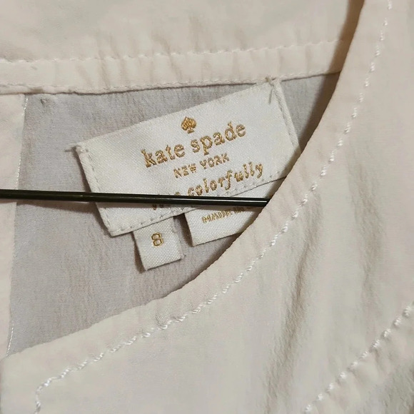 Kate Spade Sheer White Cream V-neck Tunic Silk Blouse Top - Picture 4 of 5
